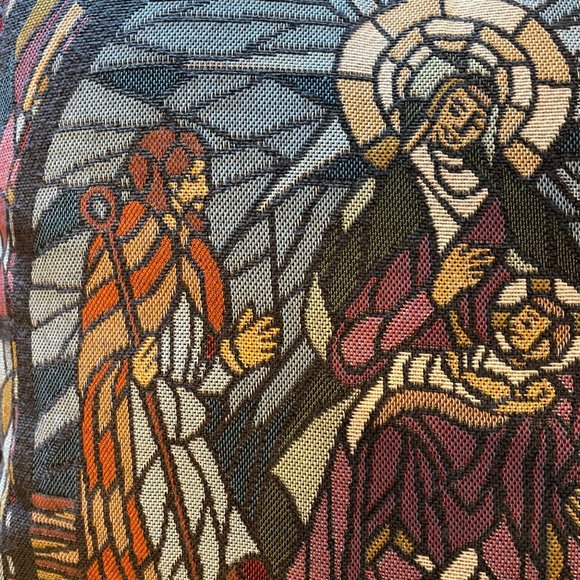 Christmas Holiday Decor Pillow Stained Glass Pattern Nativity Scene Holy Night - Picture 5 of 8